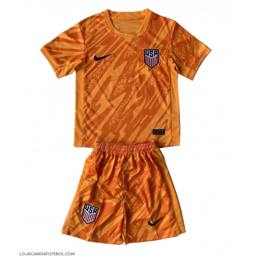 Camisa de Futebol Estados Unidos Goleiro Equipamento Secundário Infantil Copa America 2024 Manga Curta (+ Calças curtas)